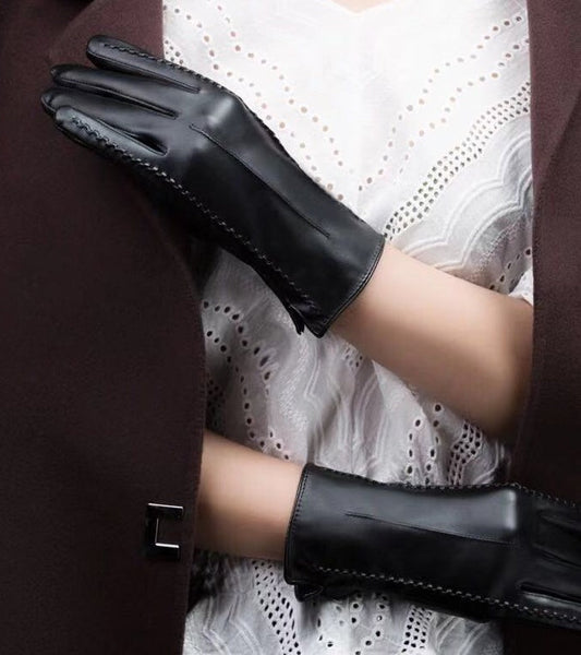 Lined Warm PU Leather Gloves