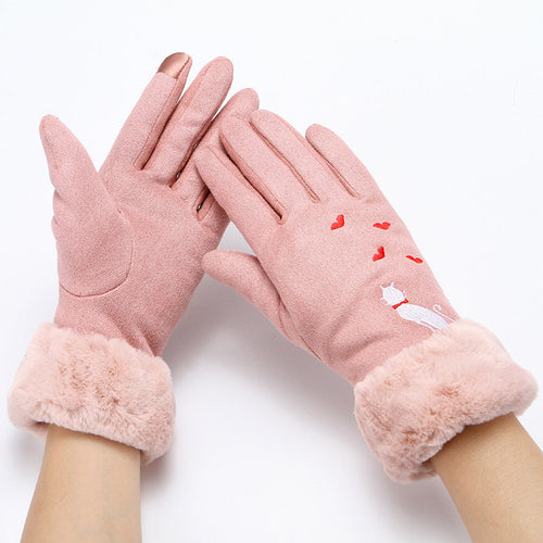 Women Winter Suede Gloves