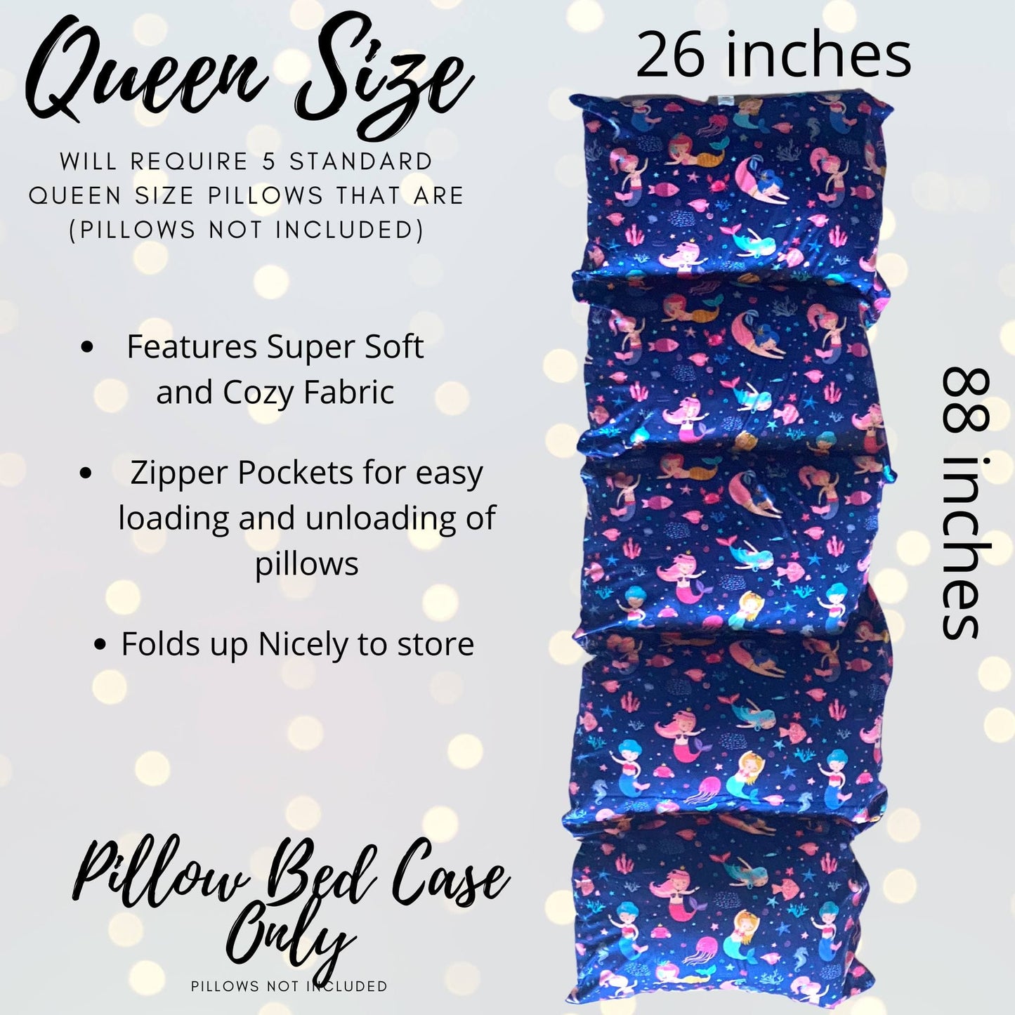 Mermaid Pillow Bed Slipcover, Floor Lounger Slipcover, Gift for Ocean