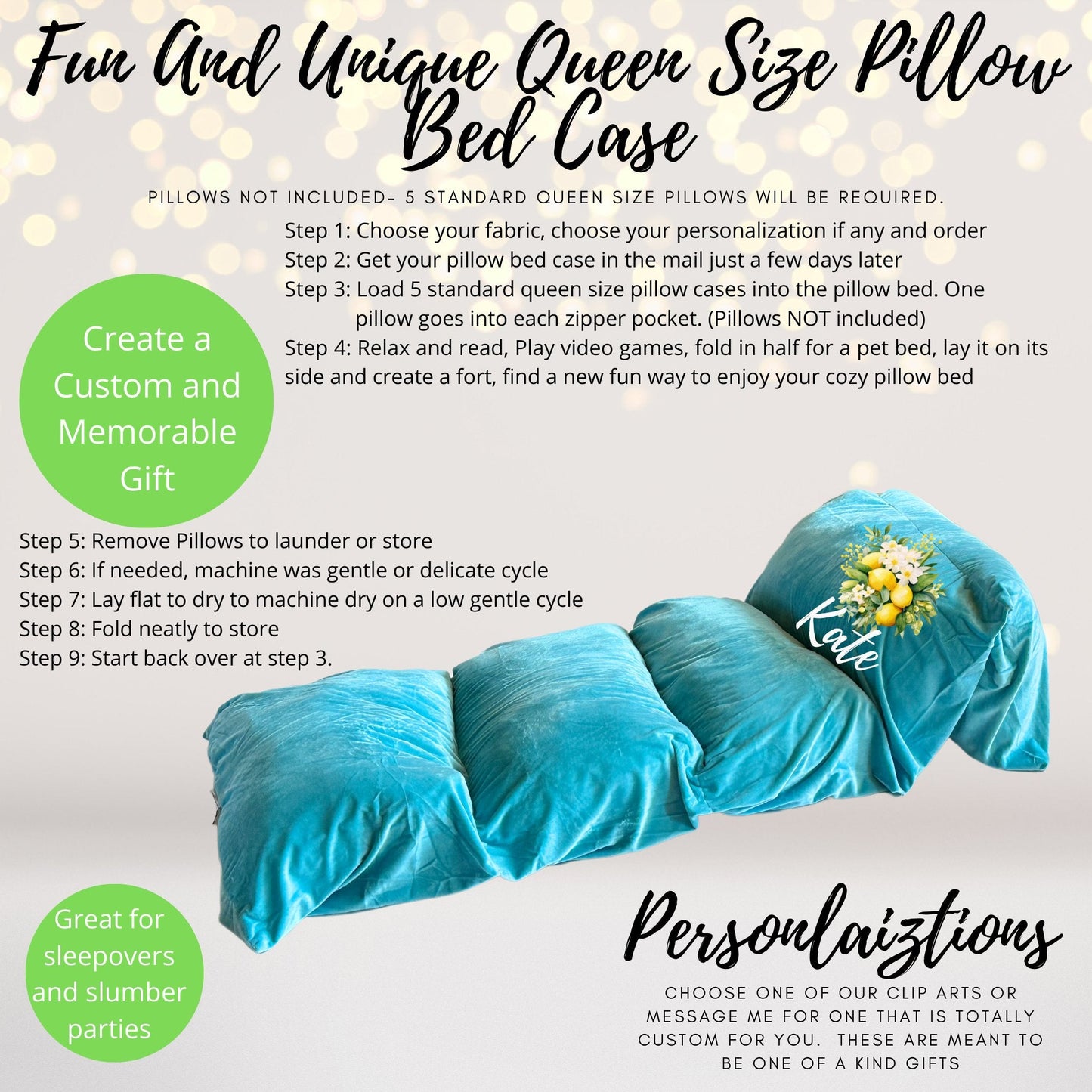 Turquoise Blue Pillow Floor Lounger