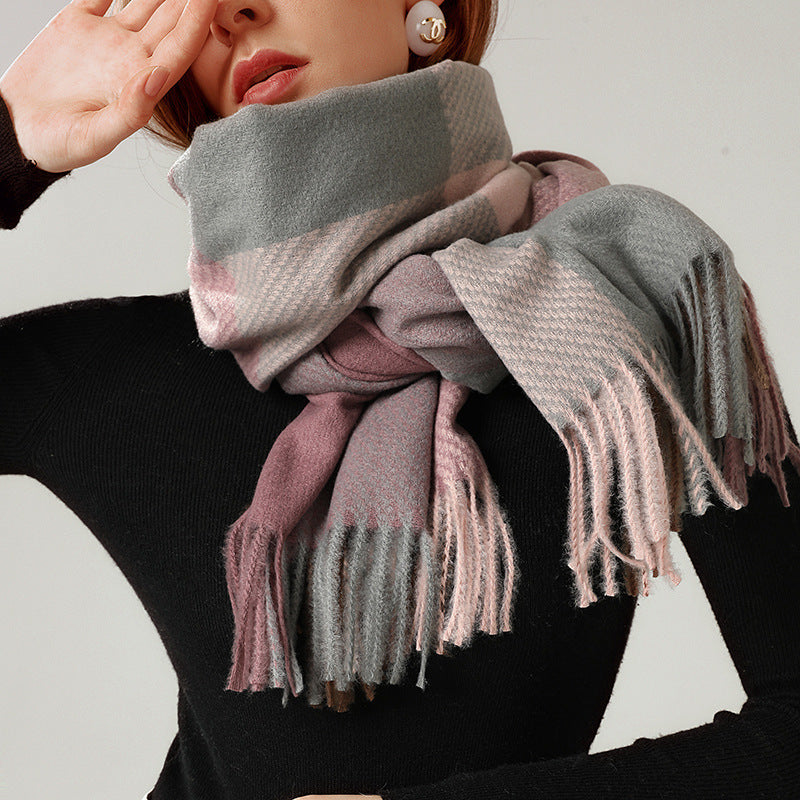 New Cashmere Tassel Thick Cold And Warm Scarf