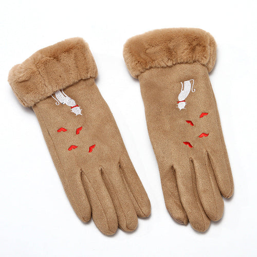 Women Winter Suede Gloves