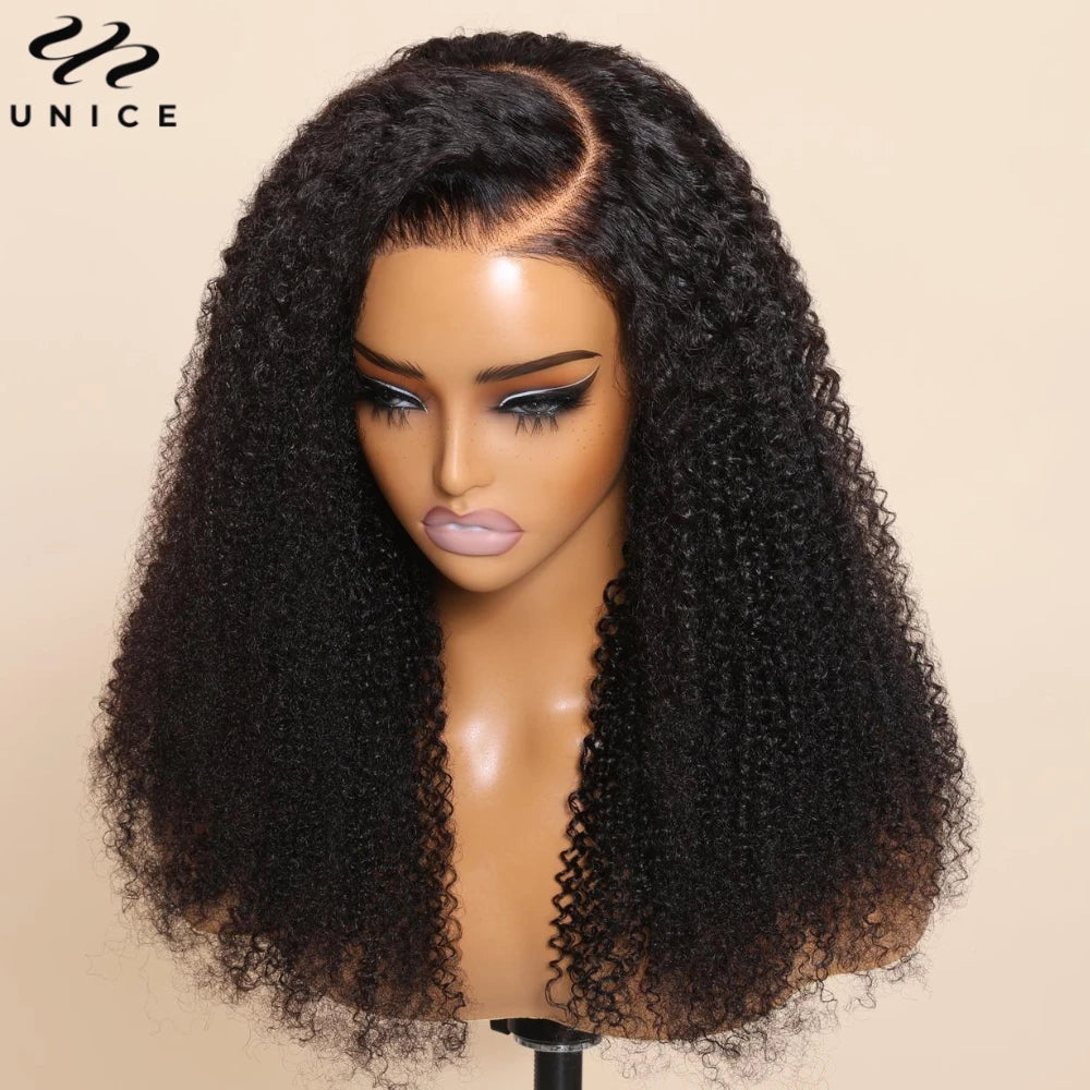 Kinky Curly 7x5 Lace Wig Pre Bleached Pre Plucked Pre Cut Lace Closure Wig Human Hair Wear Go Glueless Wig for Beginners