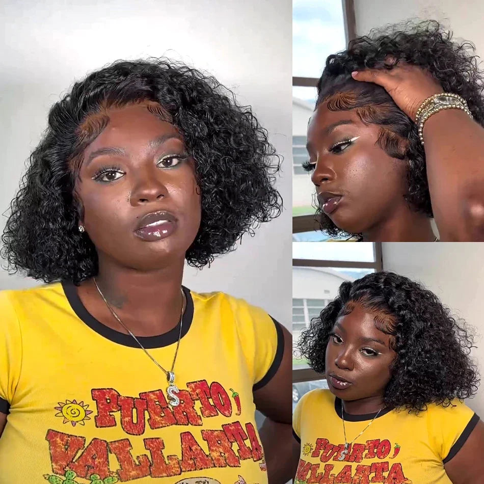 Brazilian Hair Kinky Curly 4X4 Lace Closure Short Bob Wig 100% Human Hair Wig For Women 13x4 Lace bob Virgin hair Jerry Curl Wig