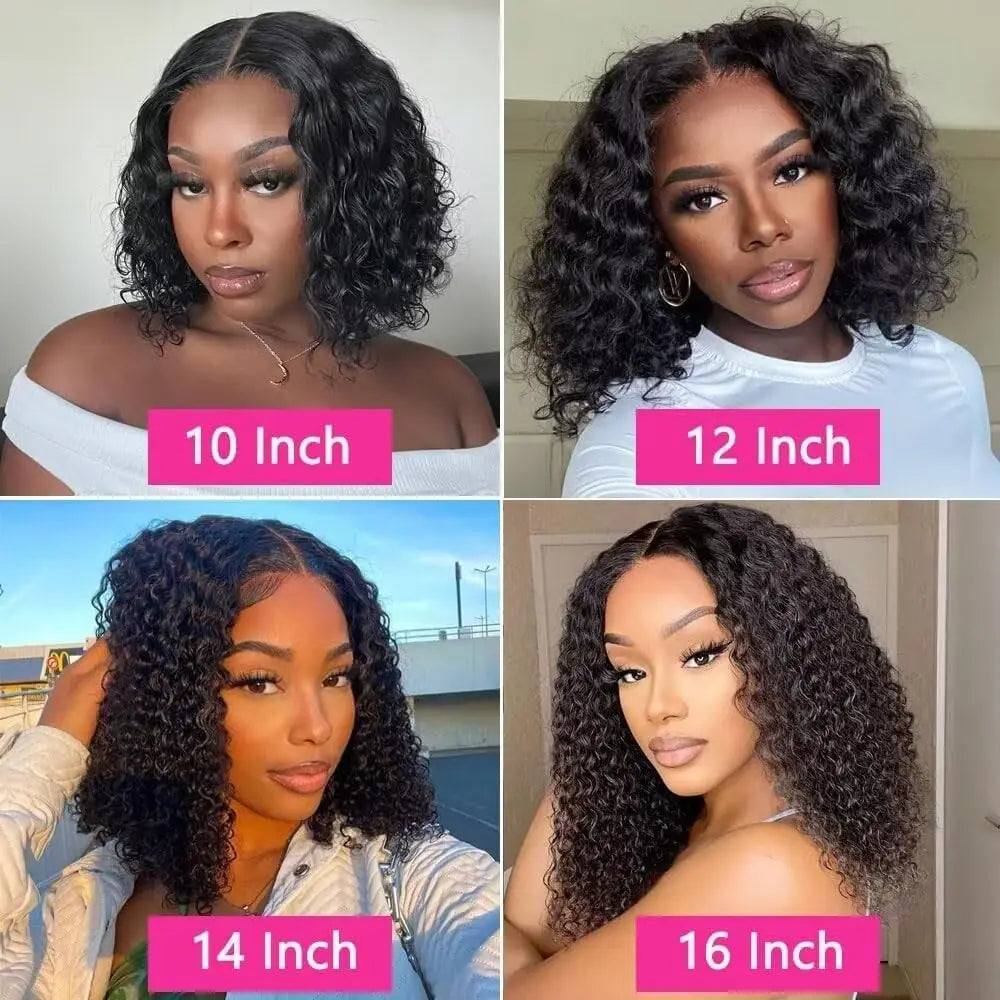 Brazilian Hair Kinky Curly 4X4 Lace Closure Short Bob Wig 100% Human Hair Wig For Women 13x4 Lace bob Virgin hair Jerry Curl Wig