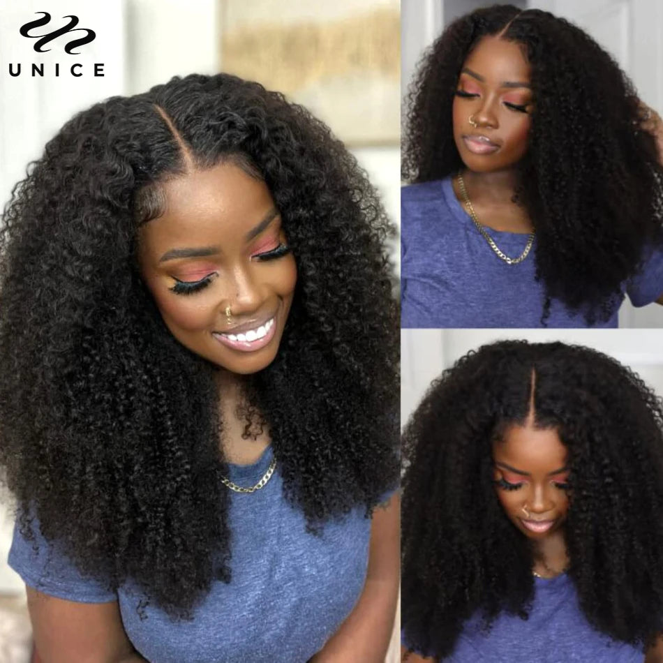 Kinky Curly 7x5 Lace Wig Pre Bleached Pre Plucked Pre Cut Lace Closure Wig Human Hair Wear Go Glueless Wig for Beginners