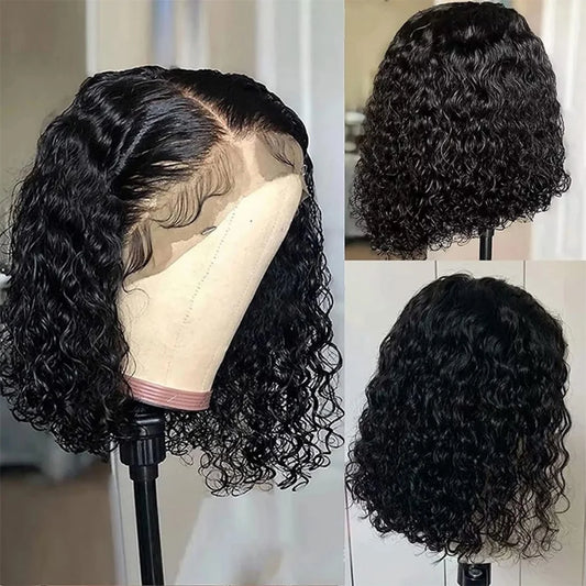Curly Short Bob Wigs 13×4 Lace Frontal Human Hair Pre Plucked 100% Human Hair Deep Wave 4x4 Lace Front Closure Bob Wig For Women