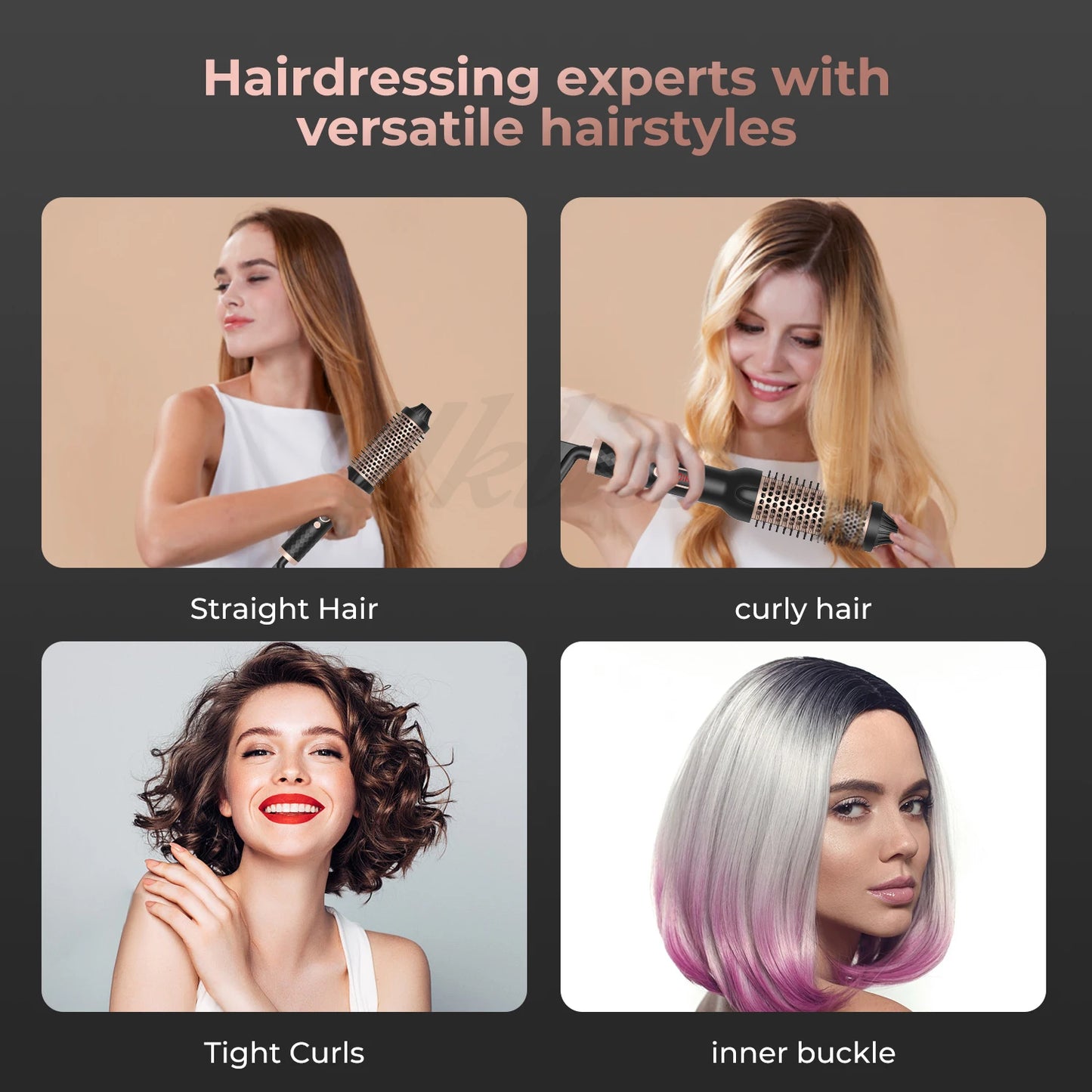 Hair Curler Thermal Brush Heating Curling Iron Brush Heated Round Brush 1.5 Inch Volumizing Brush Ceramic Hair Straightener Comb