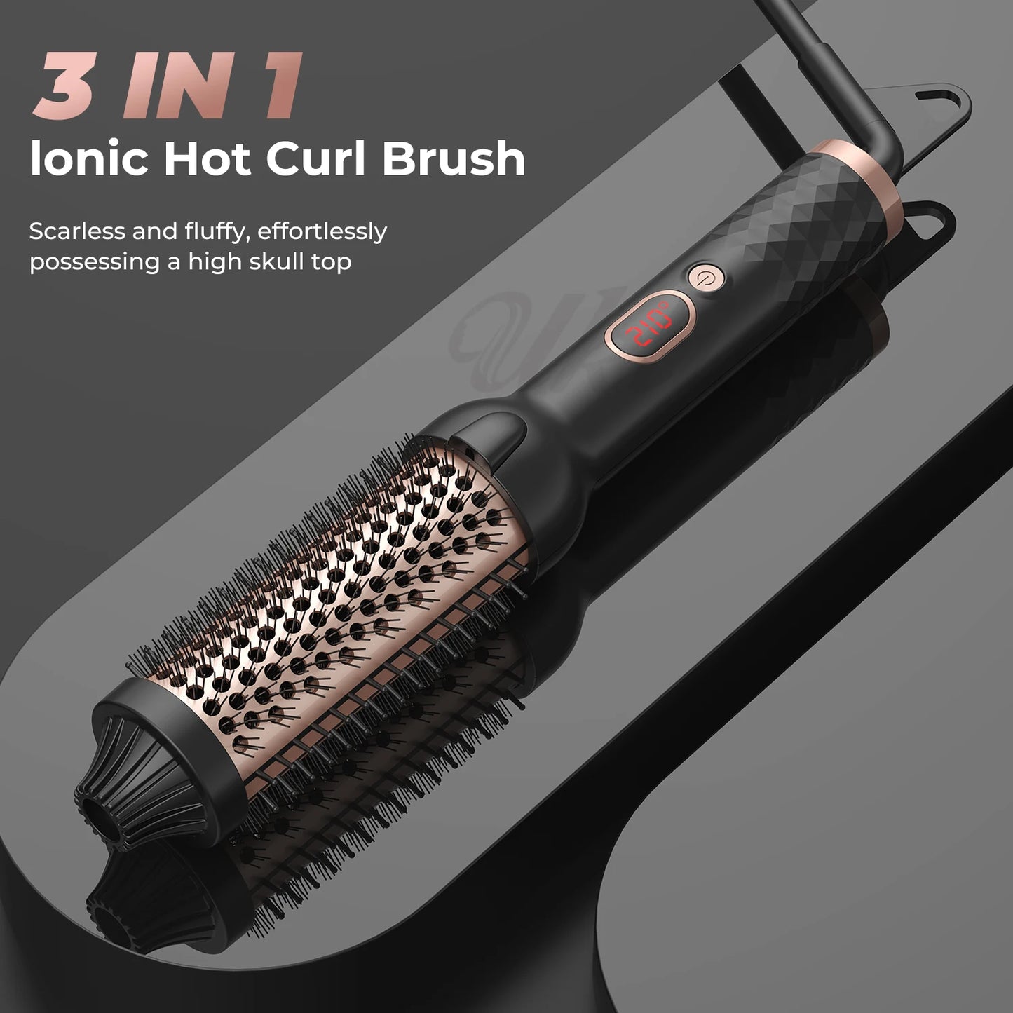 Hair Curler Thermal Brush Heating Curling Iron Brush Heated Round Brush 1.5 Inch Volumizing Brush Ceramic Hair Straightener Comb
