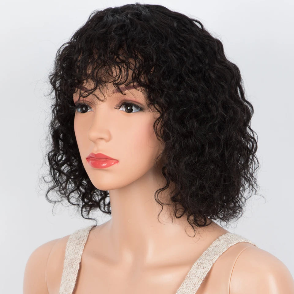Sleek Curly Human Hair Wigs For Women Jerry Curly Short Pixie Cut Bob Brazilian Human Hair Wigs With Bangs P1B/30 Highlight Wig