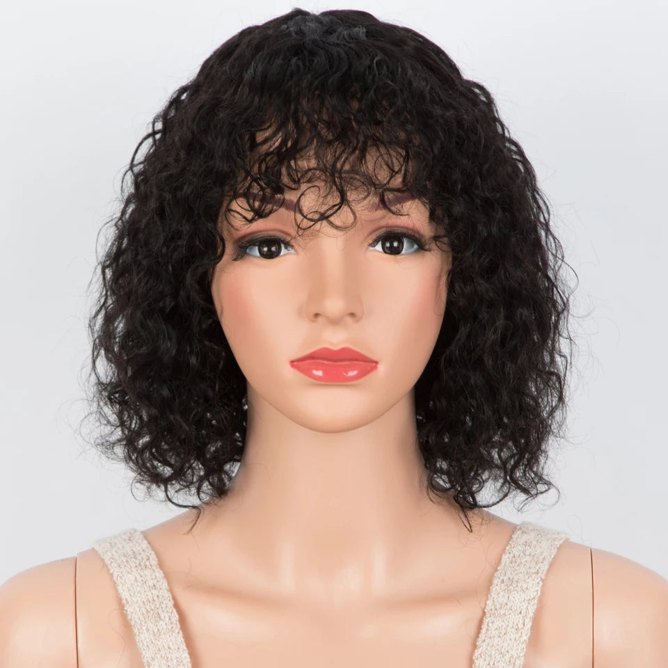 Sleek Curly Human Hair Wigs For Women Jerry Curly Short Pixie Cut Bob Brazilian Human Hair Wigs With Bangs P1B/30 Highlight Wig