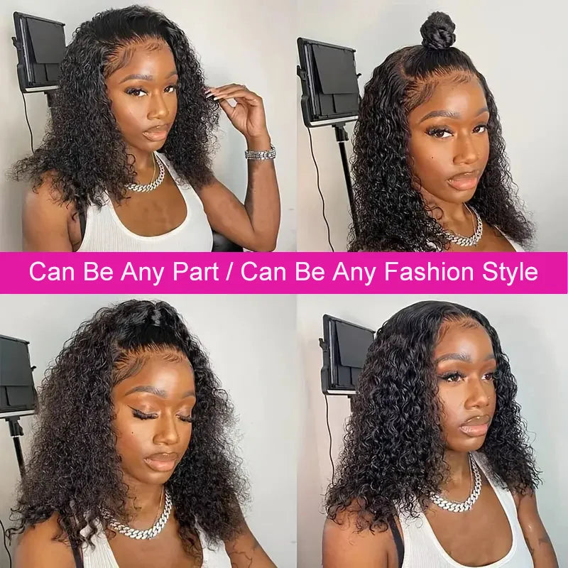 Brazilian Hair Kinky Curly 4X4 Lace Closure Short Bob Wig 100% Human Hair Wig For Women 13x4 Lace bob Virgin hair Jerry Curl Wig