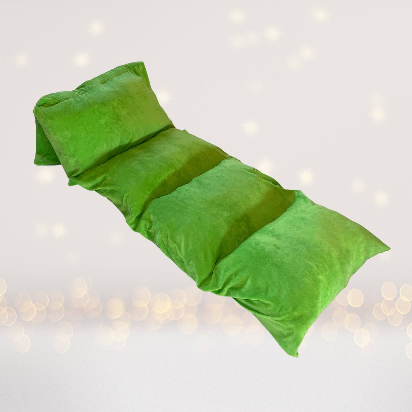 Lime Green Pillow Bed Floor Lounger, Kids Pillow Bed for Sleepovers