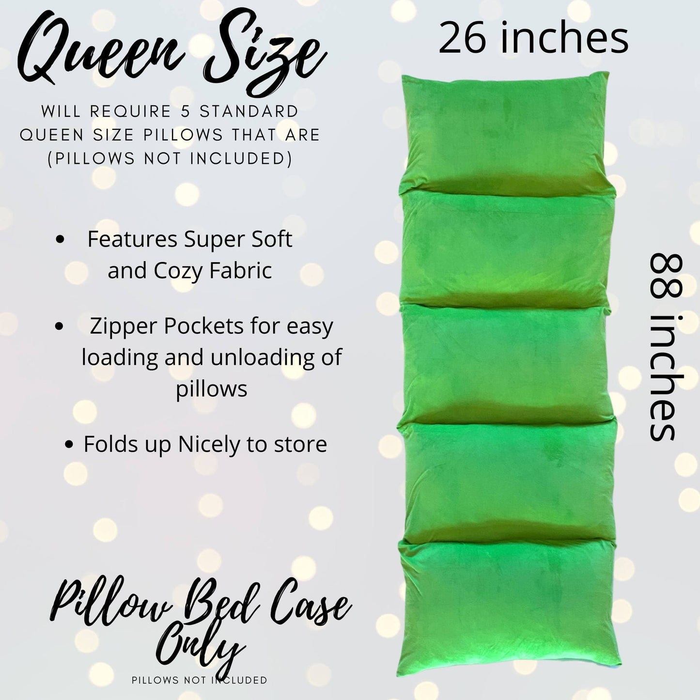 Lime Green Pillow Bed Floor Lounger, Kids Pillow Bed for Sleepovers