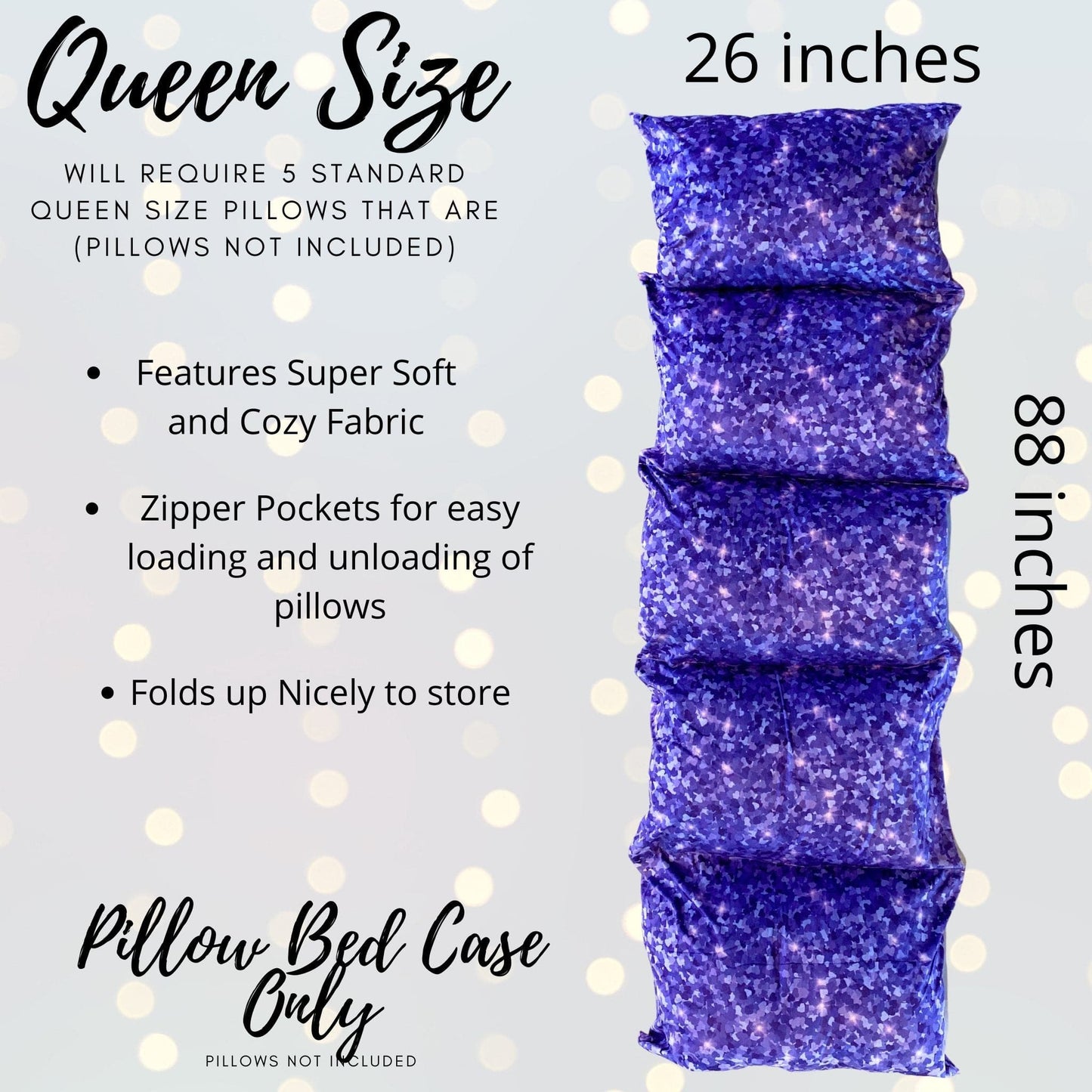 Purple Hearts and Confetti Pillow Bed Slipcover, Purple Floor Lounger,